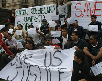 NRI Students in Australia in a Protest